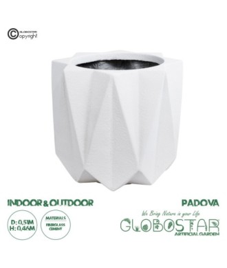 GloboStar® Artificial Garden PADOVA 20741 Επιδαπέδιο Πολυεστερικό Τσιμεντένιο Κασπώ Γλάστρα - Flower Pot Λευκό Φ51 x Υ46cm